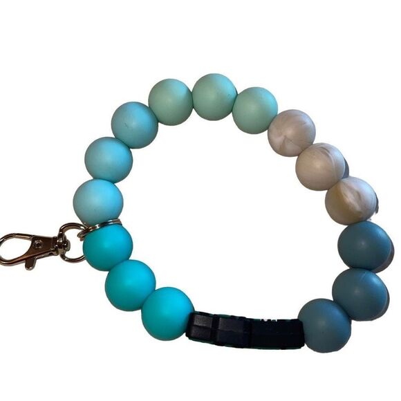 Keychain bracelet wristlet silicone beaded Faith Cross Christ Christian Leopard - Picture 2 of 5